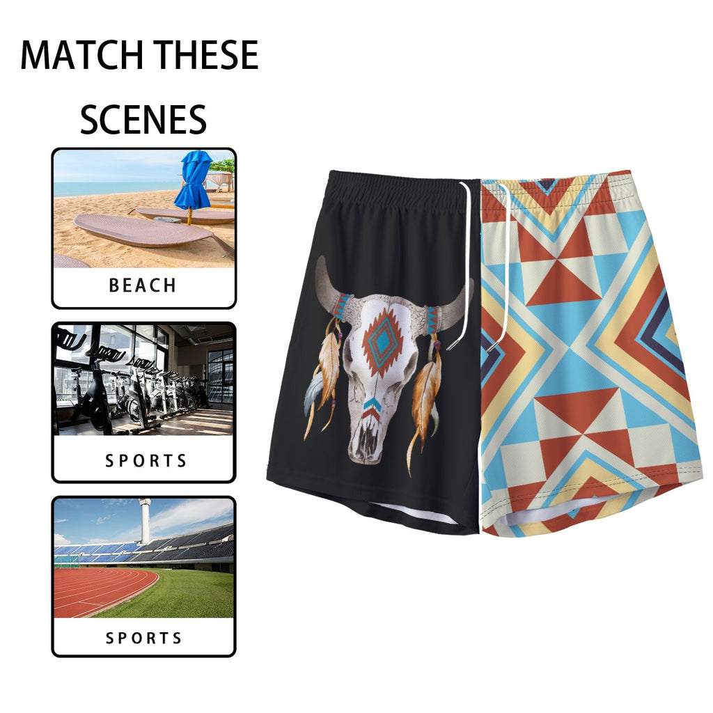 Men's Aztec Skull Footy Shorts