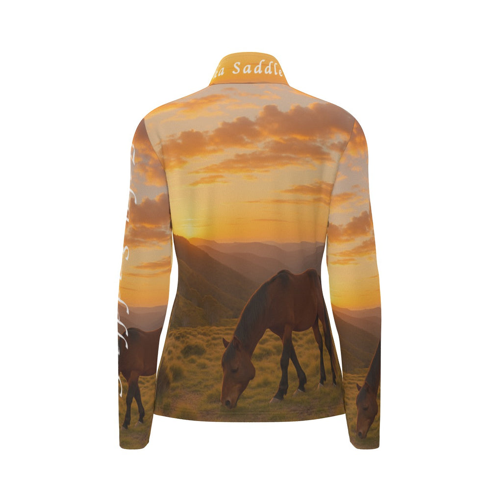 Zeka Saddle Women's Long Sleeve Sports Collar Jersey - Breathable Athletic Wear with Stand-Up Collar