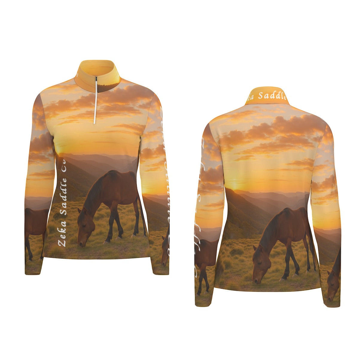 Zeka Saddle Women's Long Sleeve Sports Collar Jersey - Breathable Athletic Wear with Stand-Up Collar