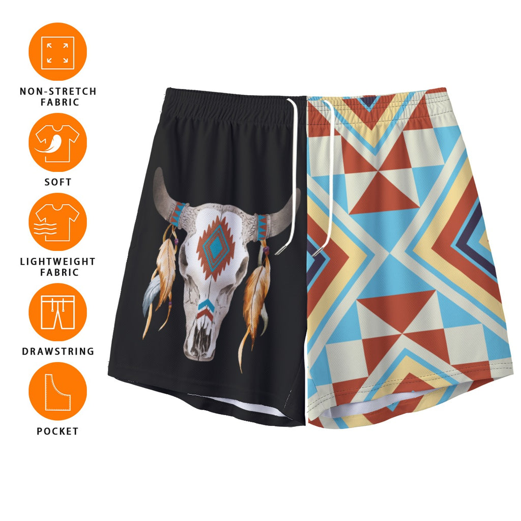 Men's Aztec Skull Footy Shorts