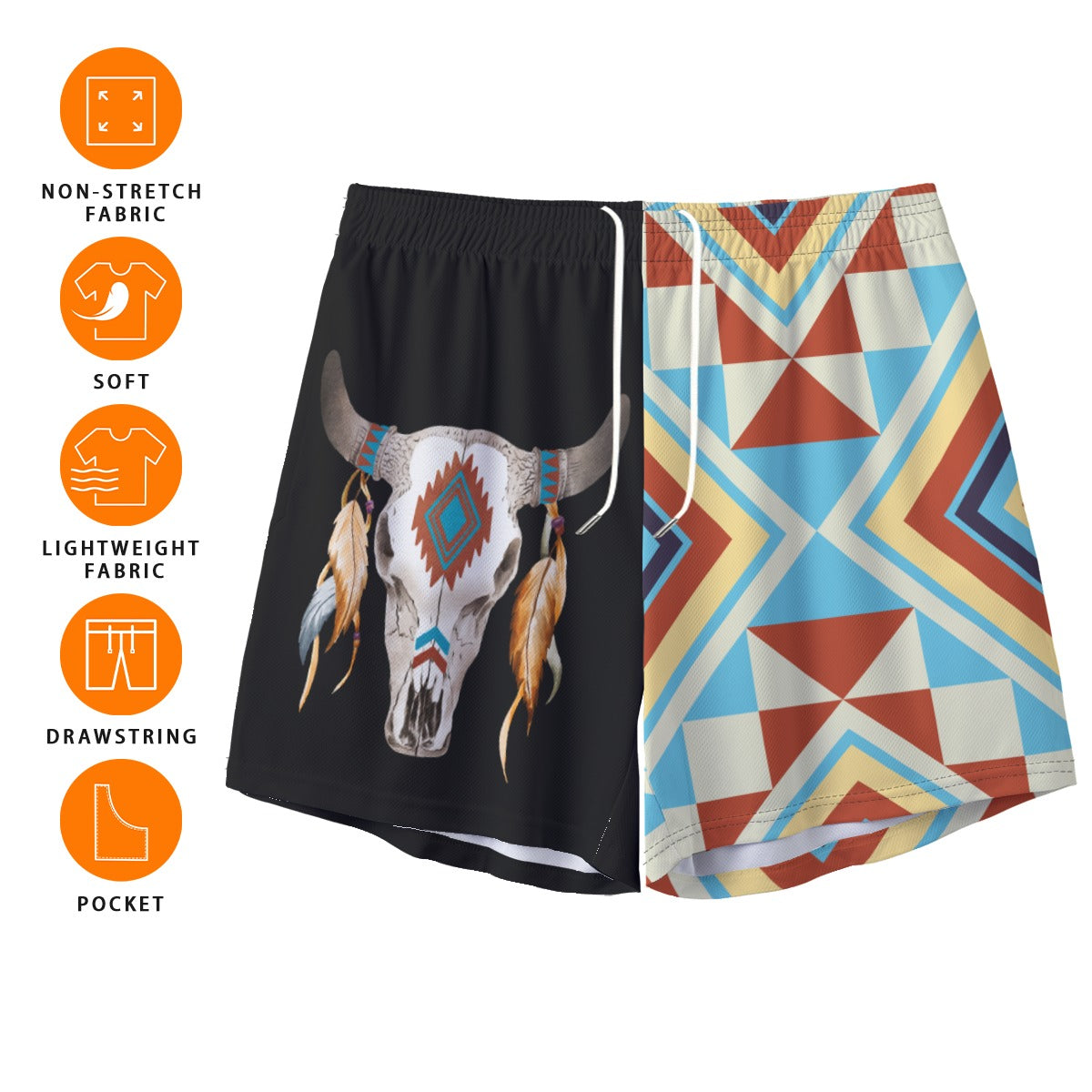 Men's Aztec Skull Footy Shorts